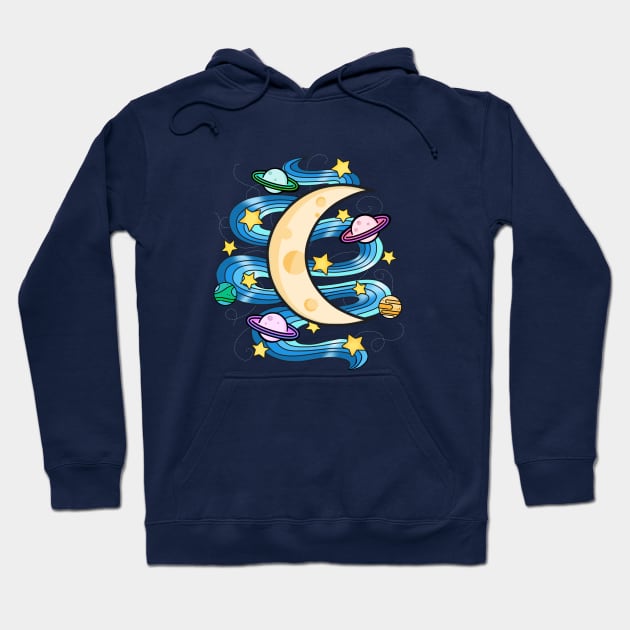 The Moon And A Swirl Of Night Hoodie by LittleBunnySunshine